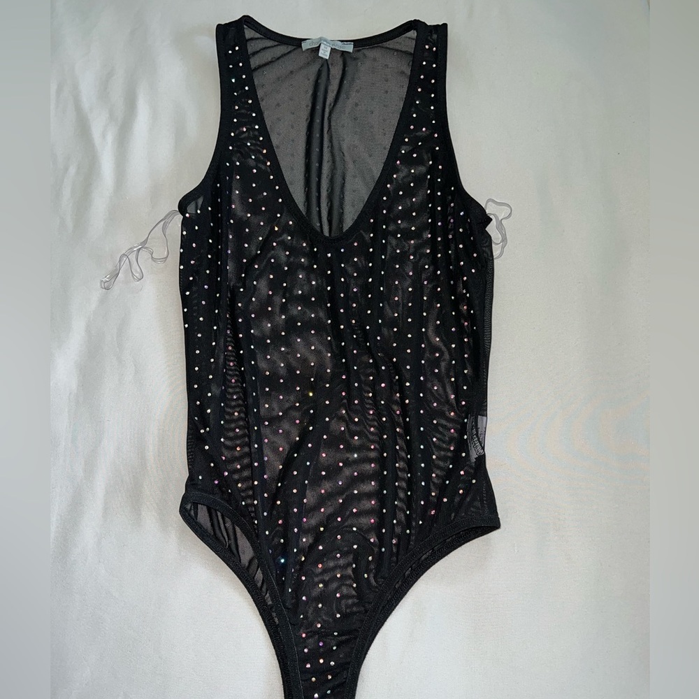 Sheer bedazzled body suit